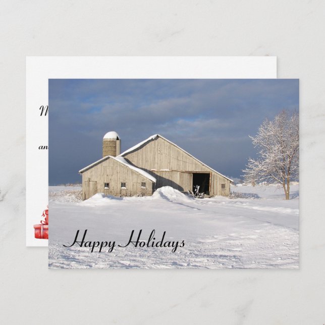Christmas Winter Barn Holiday Postcard (Front/Back)