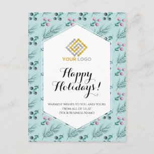 Christmas Winter Berries Greenery Logo Business Postcard