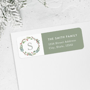 Christmas Winter Berries Wreath Return Address Label