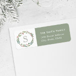 Christmas Winter Berries Wreath Return Address Return Address Label<br><div class="desc">Custom-designed return address labels for the holiday season featuring personalized monogram encircled in an elegant Christmas wreath with winter greenery and red berries.</div>
