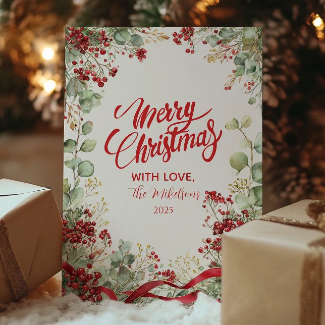 Christmas Winter Berry Wreath Holiday Card (Creator Uploaded)