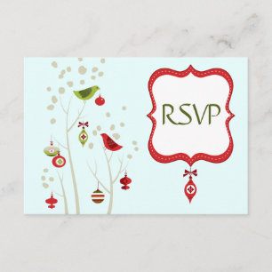 Christmas Winter Birds Wedding RSVP Cards