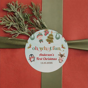 Christmas Winter Birthday Party Classic Round Sticker