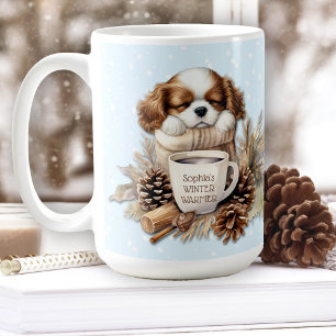 Christmas Winter Blue Cavalier King Charles Large  Coffee Mug