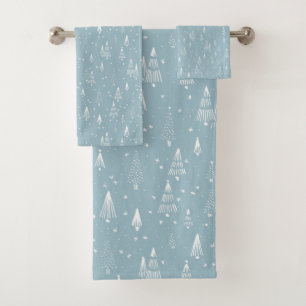 Christmas, Winter, Blue, Custom Bath Towel Set