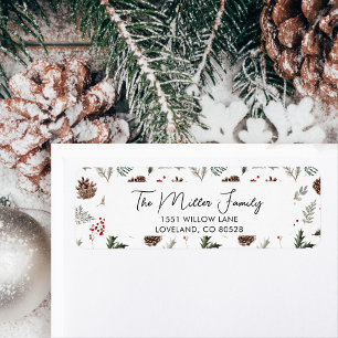 Christmas Winter Botanicals Pine Return Address Label
