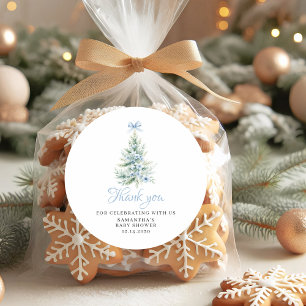 Christmas Winter Boy Baby Shower Classic Round Sticker