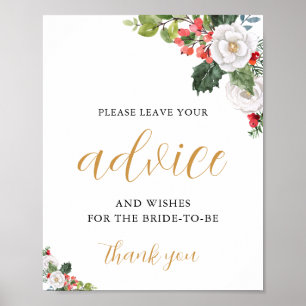 Christmas Winter Bridal Shower Advice Card Poster