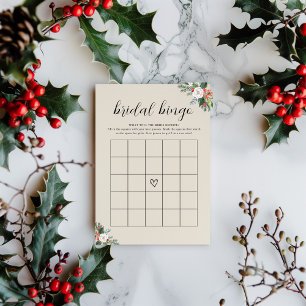Christmas Winter Bridal Shower Bingo Game Card