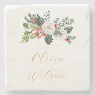 Christmas Winter Bridal Shower Stone Coaster