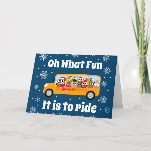 Christmas Winter Bus Driver Aide Thank You Card (Front)