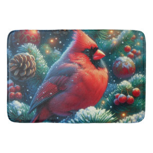 Christmas/winter Cardinal Bath Mat