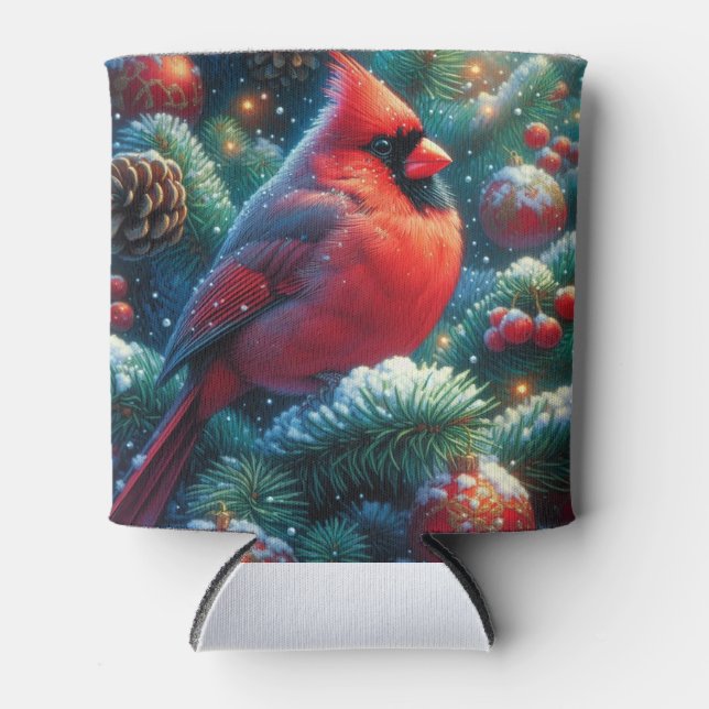 Christmas/winter Cardinal  Can Cooler (Front)