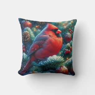 Christmas/winter Cardinal Cushion