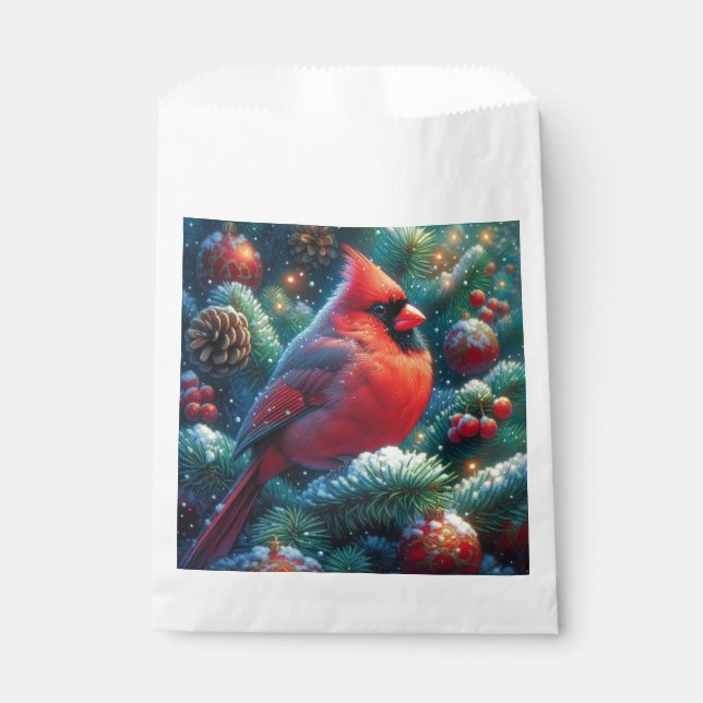 Christmas/winter Cardinal  Favour Bag (Front)
