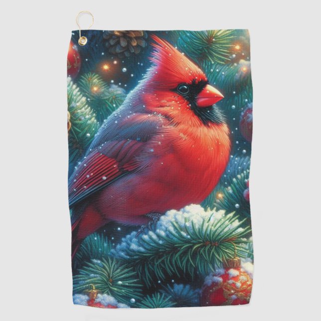 Christmas/winter Cardinal  Golf Towel (Front)