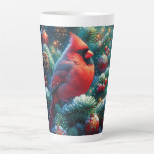 Christmas/winter Cardinal  Latte Mug