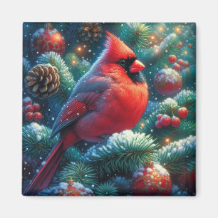 Christmas/winter Cardinal Magnet