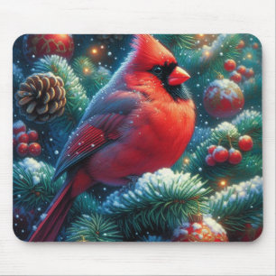 Christmas/winter Cardinal Mouse Pad