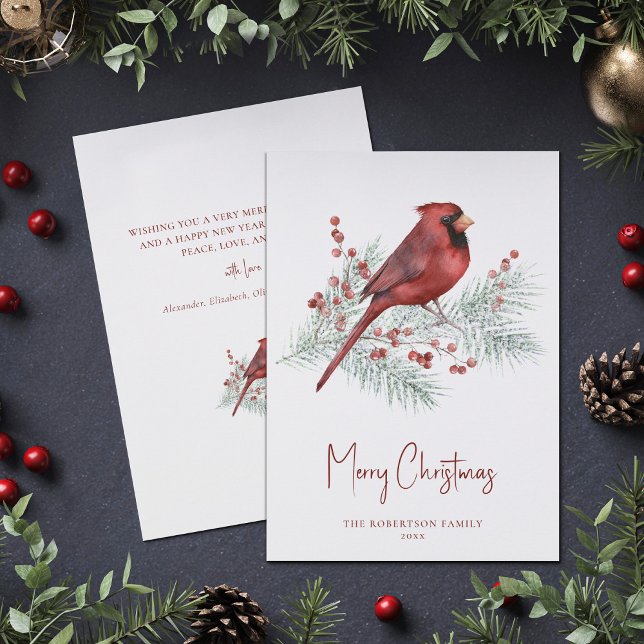 Christmas Winter Cardinal on Snowy Pine  Holiday Card (Creator Uploaded)