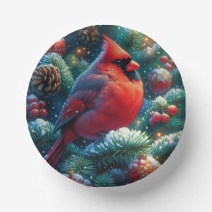 Christmas/winter Cardinal  Paper Plate