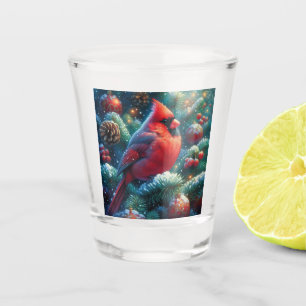 Christmas/winter Cardinal Shot Glass