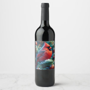 Christmas/winter Cardinal  Wine Label