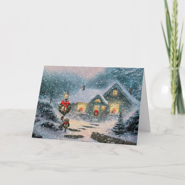Christmas Winter Cottage Holiday Card (Front)