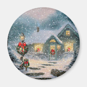 Christmas Winter Cottage Magnet