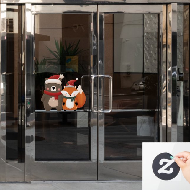 Christmas/Winter Cute Bear & Fox (Office Door)