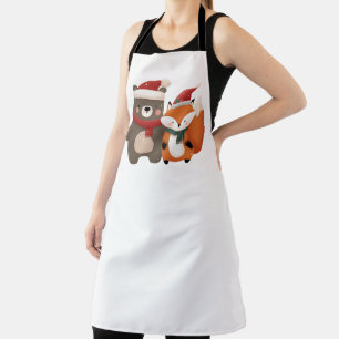 Christmas/Winter Cute Bear & Fox Apron