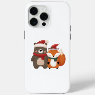 Christmas/Winter Cute Bear & Fox iPhone 15 Pro Max Case