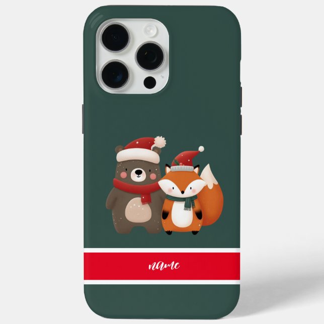 Christmas/Winter Cute Bear & Fox Case-Mate iPhone Case (Back)