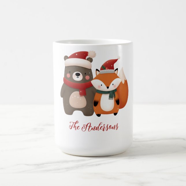 Christmas/Winter Cute Bear & Fox Coffee Mug (Center)