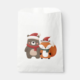 Christmas/Winter Cute Bear & Fox Favour Bag