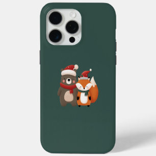 Christmas/Winter Cute Bear & Fox iPhone 15 Pro Max Case