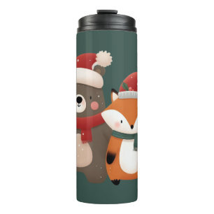 Christmas/Winter Cute Bear & Fox Thermal Tumbler