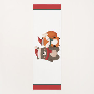 Christmas/Winter Cute Bear & Fox Yoga Mat