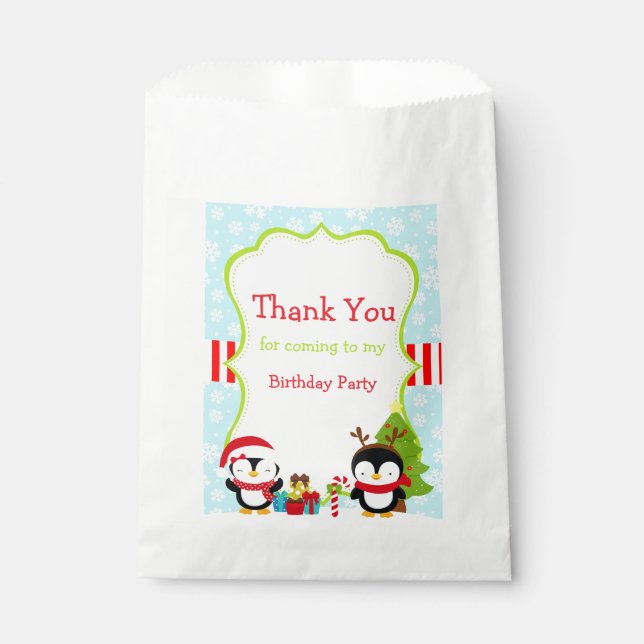 Christmas Winter Cute Penguins  Favour Bag (Front)