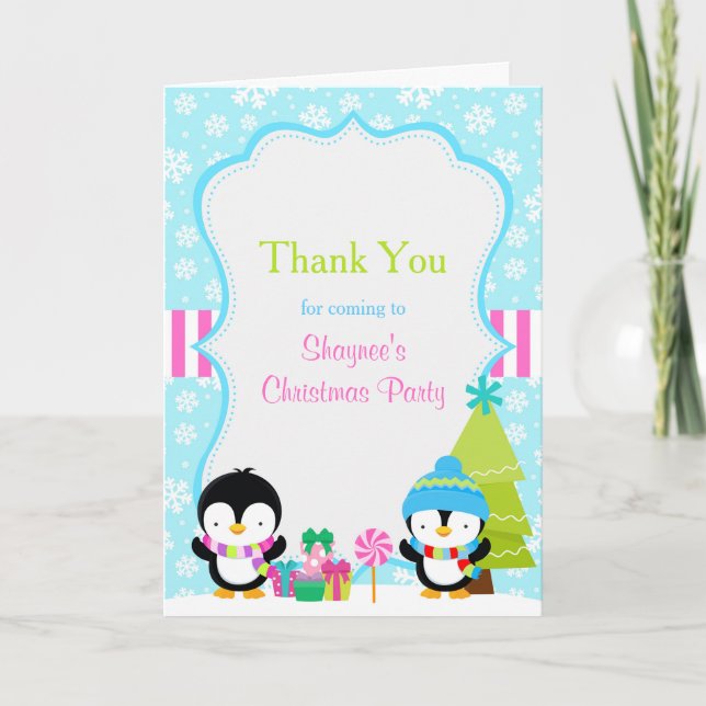 Christmas Winter Cute Penguins Thank you (Front)