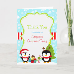 Christmas Winter Cute Penguins Thank you Card