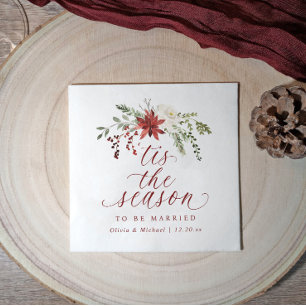 Christmas Winter December Tis the Season Wedding Napkin