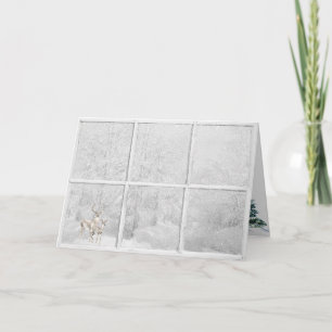 Christmas Winter Deer In Window  Card