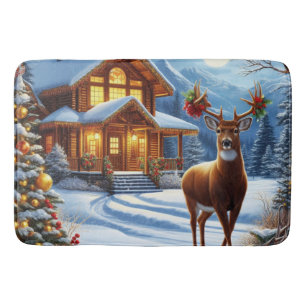 Christmas/Winter Deer Lodge Bath Mat