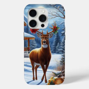 Christmas/Winter Deer Lodge iPhone 15 Pro Case