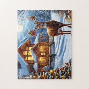 Christmas/Winter Deer Lodge Jigsaw Puzzle