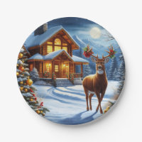 Christmas/Winter Deer Lodge