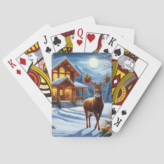 Christmas/Winter Deer Lodge Playing Cards (Back)