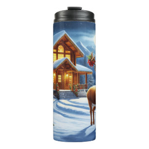 Christmas/Winter Deer Lodge Thermal Tumbler