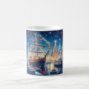 Christmas/Winter docked ship Coffee Mug